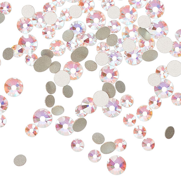 Flat back mix 1pkg150, crystal, clear AB, 3-4.8mm faceted round, SS12 / SS16 / SS20 image number 0