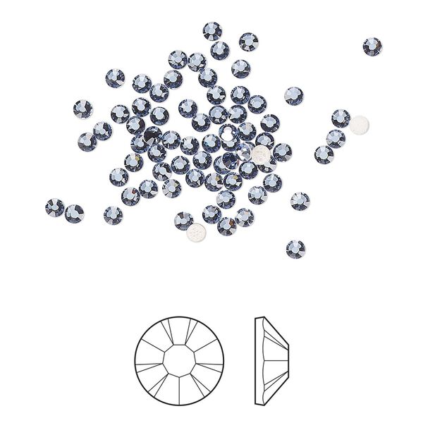 Flat back 1440pk denim blue foil back, Preciosa MAXIMA Czech crystal hotfix rhinestone 1.9-2.1mm chaton rose round SS6 image number 0