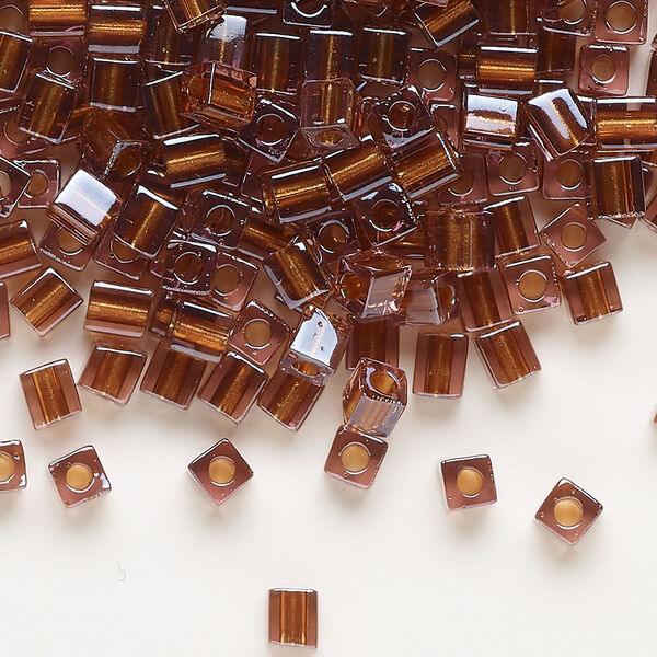 Seed bead, Miyuki 1pkg10g, glass, 3.5-3.7mm square, translucent copper inside dyed color amethyst (SB-2646) image number 0