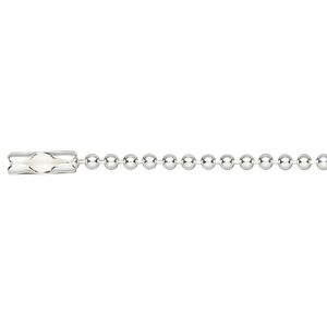 Chain 1pkg1 sterling silver, 2mm ball 18 inch / connector clasp