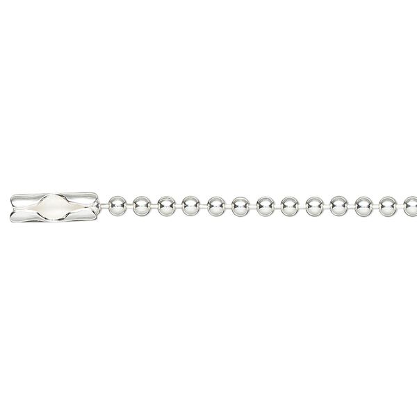 Chain 1pkg1 sterling silver, 2mm ball 18 inch / connector clasp image number 0