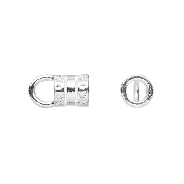 Cord end, glue-in, silver-plated brass, 8x7.5mm tube with 4.7mm inside diameter. Sold per pkg of 10. image number 0