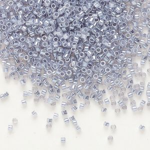Seed bead, Delica®, glass, pkg/7.5g, #11 round, opaque inside dyed color luster silver grey (DB-0242).