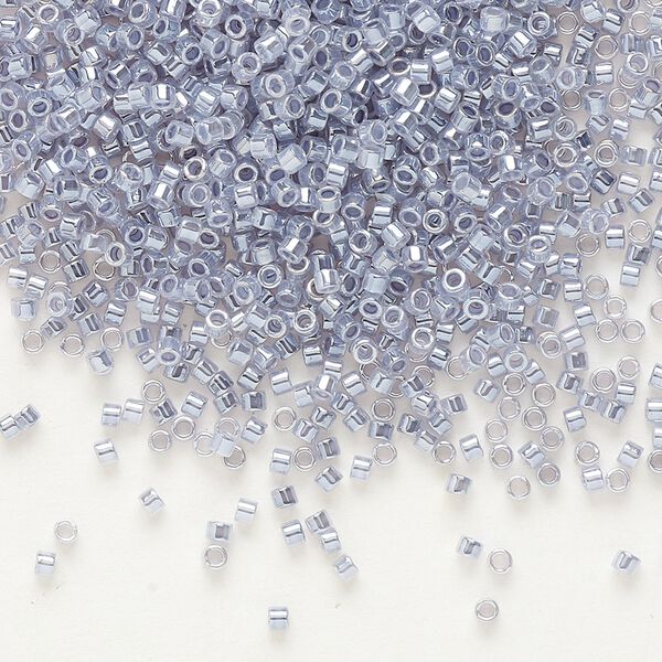 Seed bead, Delica®, glass, pkg/7.5g, #11 round, opaque inside dyed color luster silver grey (DB-0242). image number 0