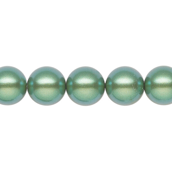 Pearl 50pk pearlescent green, Preciosa Czech crystal 10mm round image number 0