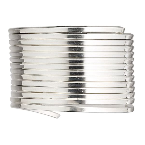 Wire, sterling silver, full-hard, square, 14 gauge. Sold per pkg of 5 feet. image number 0