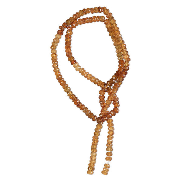 Bead, hessonite garnet (natural), shaded, 4x2mm-4x3mm hand-cut faceted rondelle, B+ grade, Mohs hardness 7 to 7-1/2. Sold per 14-inch strand, approximately 170 beads. image number 0