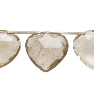 Golden rutilated quartz 1pkg8, hand-cut top-drilled faceted leaf bead natural 21x19mm-27x25mm