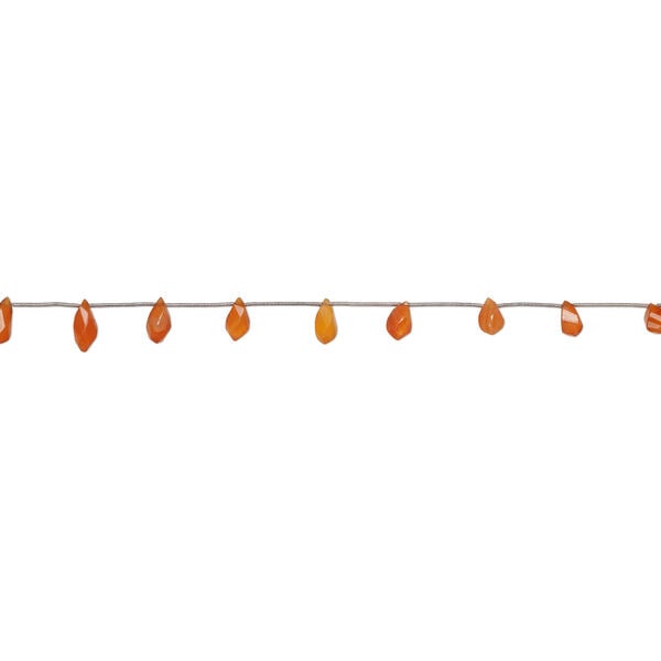 Carnelian 1pkg8, hand-cut top-drilled faceted twisted teardrop bead, 10x6mm-13x7mm image number 1