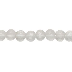 Ice quartz 1pkg1, hand-cut micro-faceted uneven round bead natural 14 inch 6-7mm
