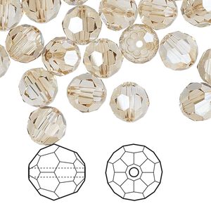 Bead 288pk crystal golden shadow, Swarovski® 8mm round 5000