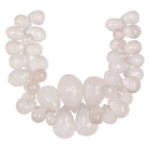 Rose quartz 1pkg1, hand-cut top-drilled faceted teardrop bead natural 7 inch graduated 10x7mm-29x18mm