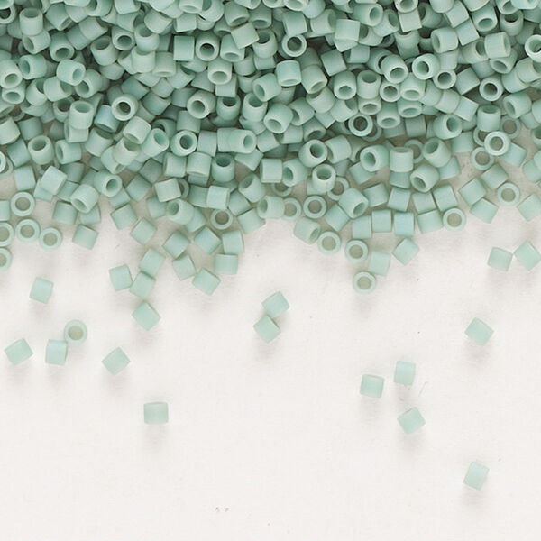 Seed bead, Delica®, glass, pkg/250g, #15 round, opaque matte luster seafoam (DBS-0374). image number 0