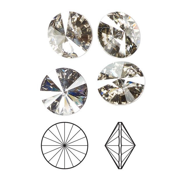 Chaton 144pk crystal silver shade foil back, Swarovski® 12mm rivoli 1122 image number 0