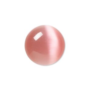 Cabochon, cat's eye glass (fiber optic glass), pink, 20mm calibrated round, quality grade. Sold per pkg of 4.