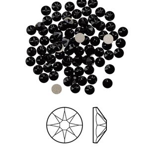 Flat back 144pk jet foil back, Crystal Passions® 3-3.2mm rose round SS12 2088