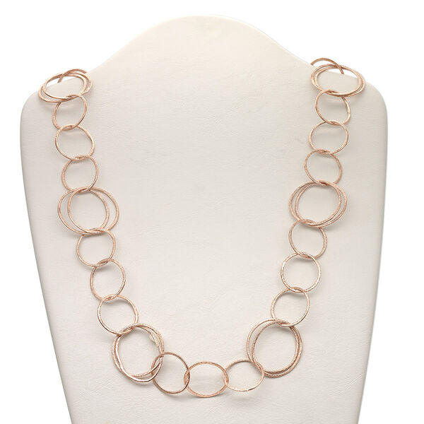 Chain, copper, 31mm brushed round cable, 36 inches with hook clasp. Sold individually. image number 0