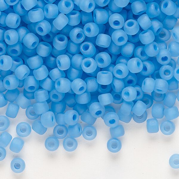 Seed bead, Dyna-Mites™, glass, translucent matte inside color aqua, #6 round. Sold per 1/2 kilogram pkg. image number 0