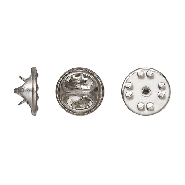 Tie tac clutch, stainless steel, 11.5x6.5mm squeeze style. Sold per pkg of 10. image number 0