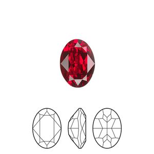 Fancy stone 2pk light Siam foil back, Preciosa MAXIMA Czech crystal rhinestone 14x10mm oval