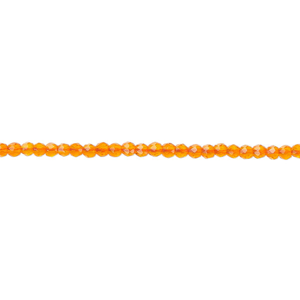 Glass 1pkg1, faceted round bead 14 inch transparent orange 2mm image number 0