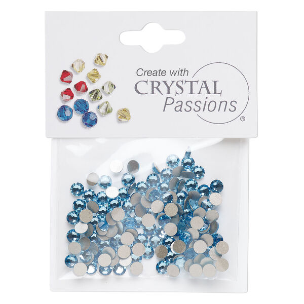Flat back 1pkg144 aquamarine, Crystal Passions&reg; rhinestone 3.80-4.00mm round SS16 image number 0
