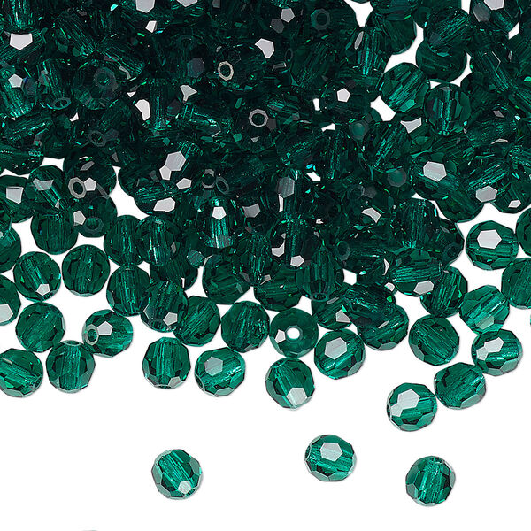 Bead 24pk emerald, Preciosa Czech crystal 4mm round image number 0