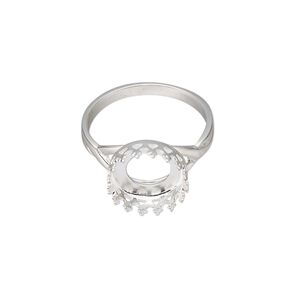 Ring, sterling silver, 11.5mm round with 10mm round cabochon bezel setting, size 7. Sold individually.