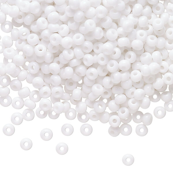 Seed bead, Preciosa Ornela Czech glass, pkg/50g, #8 rocaille, opaque white, (03050). image number 0