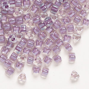 Seed bead, Miyuki 1pkg10g, glass, #5 triangle, transparent lavender inside dyed color clear (TR-1114)