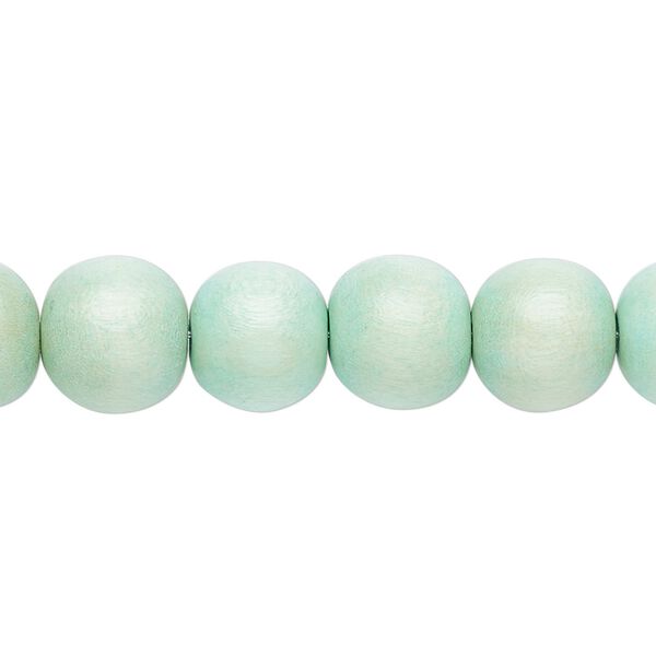 Bead, Taiwanese cheesewood (dyed / waxed), sea foam green, 9-10mm round. Sold per pkg of (2) 15-1/2" to 16" strands. image number 0