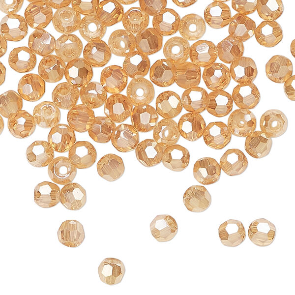 Bead 144pk translucent crystal golden shadow, Celestial Crystal® 4mm round image number 0