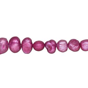 Pearl, cultured freshwater (dyed), mulberry, 5-6mm flat-sided potato, D grade, Mohs hardness 2-1/2 to 4. Sold per 16-inch strand.