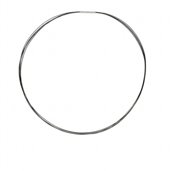 Necklace, plastic coated stainless steel, black, 5-strand choker-style, 18-inches. Sold individually. image number 0