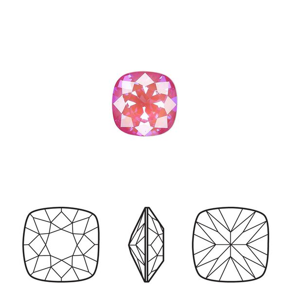 Fancy stone 6pk crystal lotus pink DeLite, Crystal Passions® 10mm cushion 4470 image number 0