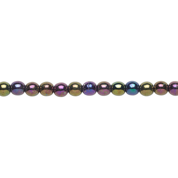 Bead, Czech glass druk, opaque iris purple, 4mm round. Sold per 15-1/2" to 16" strand. image number 0