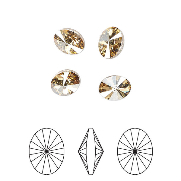 Chaton 6pk crystal golden shadow foil back, Crystal Passions® 8x6mm oval rivoli 4122 image number 0