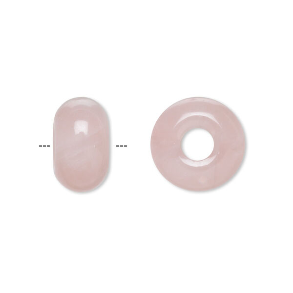 Bead, Dione®, rose quartz (natural), 14x8mm rondelle, B grade, Mohs hardness 7. Sold per pkg of 2. image number 0