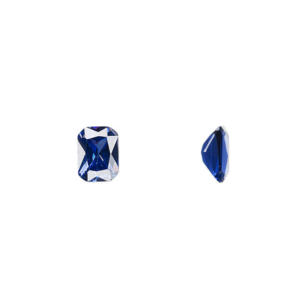 Gem, cubic zirconia, spinel blue, 8x6mm faceted emerald-cut, Mohs hardness 8-1/2. Sold per pkg of 2. image number 0