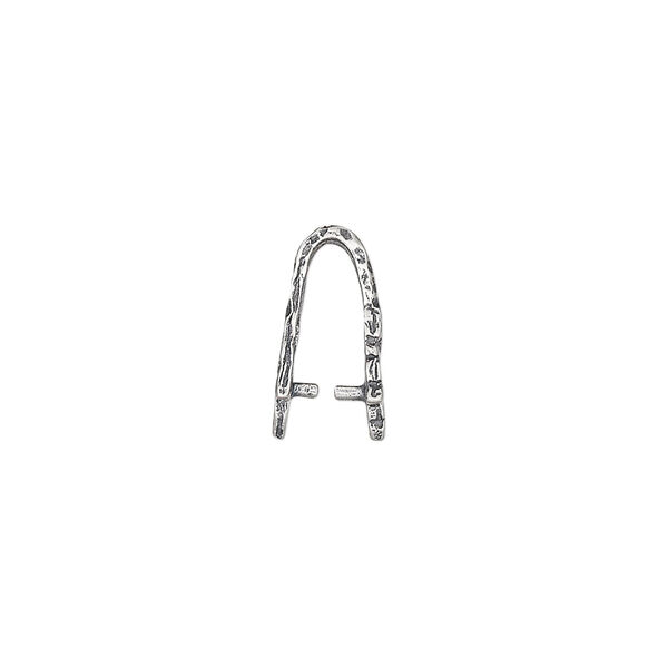 Bail, JBB Findings, ice-pick, antiqued sterling silver, 14x8mm fancy leaf, 9mm grip length. Sold individually. image number 1