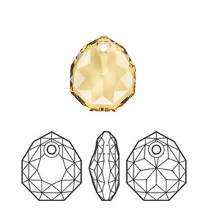Drop 1pk golden topaz, Crystal Passions® 16x13.5mm pendant majestic 6436