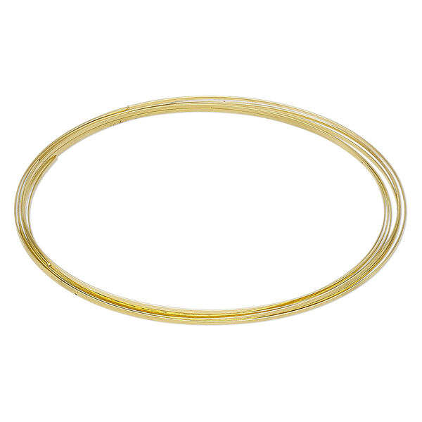 Memory wire, Beadalon®, gold-plated carbon steel, 3-5/8 inch flat necklace, 1x0.5mm-1.2x0.6mm flat. Sold per 0.35-ounce pkg, approximately 7 loops. image number 0