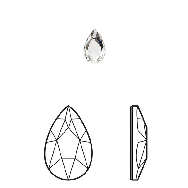 Flat back 144pk crystal foil back, Swarovski® 8x5mm pear 2303 image number 0