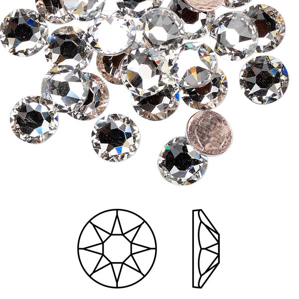 Flat back 12pk crystal foil back, Crystal Passions® hotfix rhinestone 7.07-7.27mm rose round SS34 2078HF image number 0
