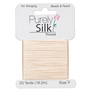 Thread, Purely Silk™, pink, size F. Sold per 20-yard card.