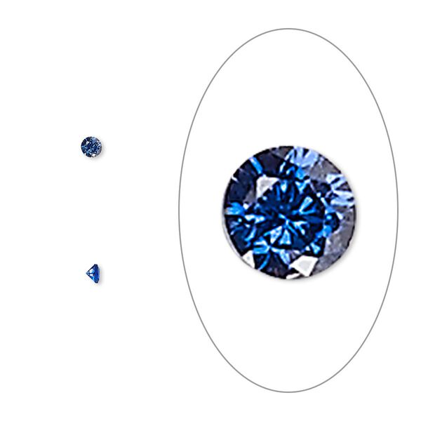 Gem, cubic zirconia, spinel blue, 2mm faceted round, Mohs hardness 8-1/2. Sold per pkg of 10. image number 0