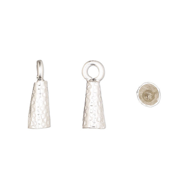 Cone, Hill Tribes, sterling silver, 11x6mm notched cone with loop, 4mm inside diameter. Sold individually. image number 0