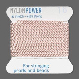 Thread, Griffin, nylon, light pink, size #16. Sold per 2-meter card (approximately 78 inches).