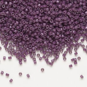 Seed bead, Delica®, glass, pkg/7.5g, #11 round, Duracoat® opaque outside dyed grape (DB-2360).