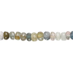 Multi-beryl 1pkg1, hand-cut faceted rondelle bead 9 inch 4x2mm-5x4mm